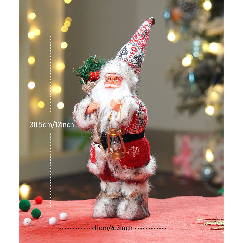 12 inches Red & White Snowflakes Santa , Christmas Home and Table Décor