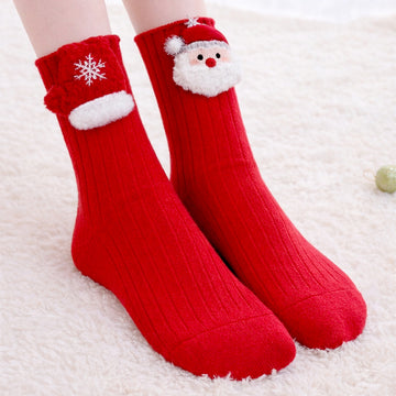 Red Santa & Mittens Christmas Themed Ankle Length Socks For Kids