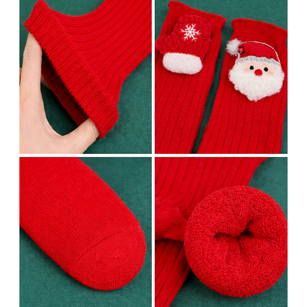 Red Santa & Mittens Christmas Themed Ankle Length Socks For Kids