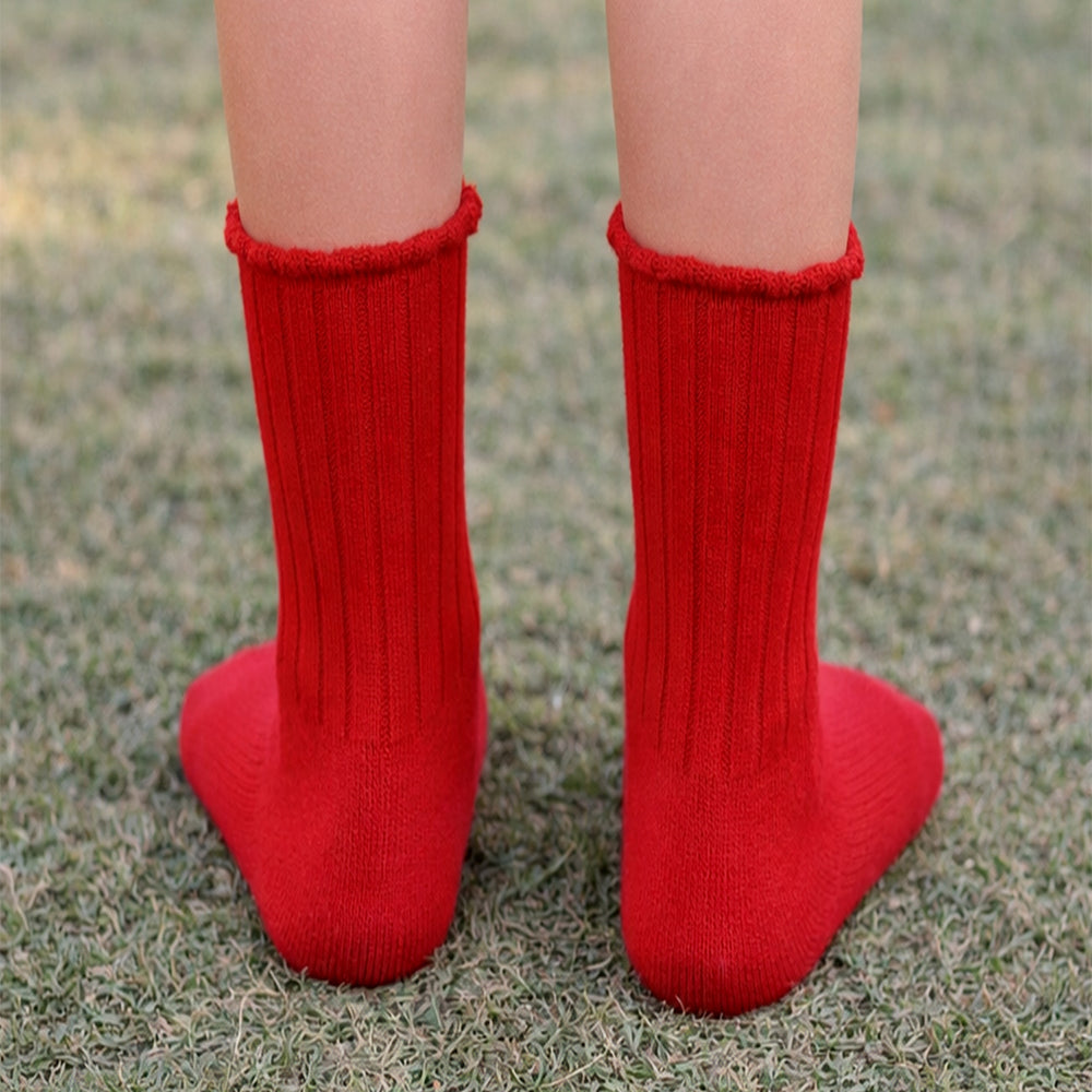 Red Santa & Mittens Christmas Themed Ankle Length Socks For Kids