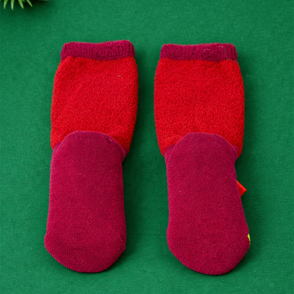 Red Santa & Bell Christmas Themed Ankle Length Socks For Kids