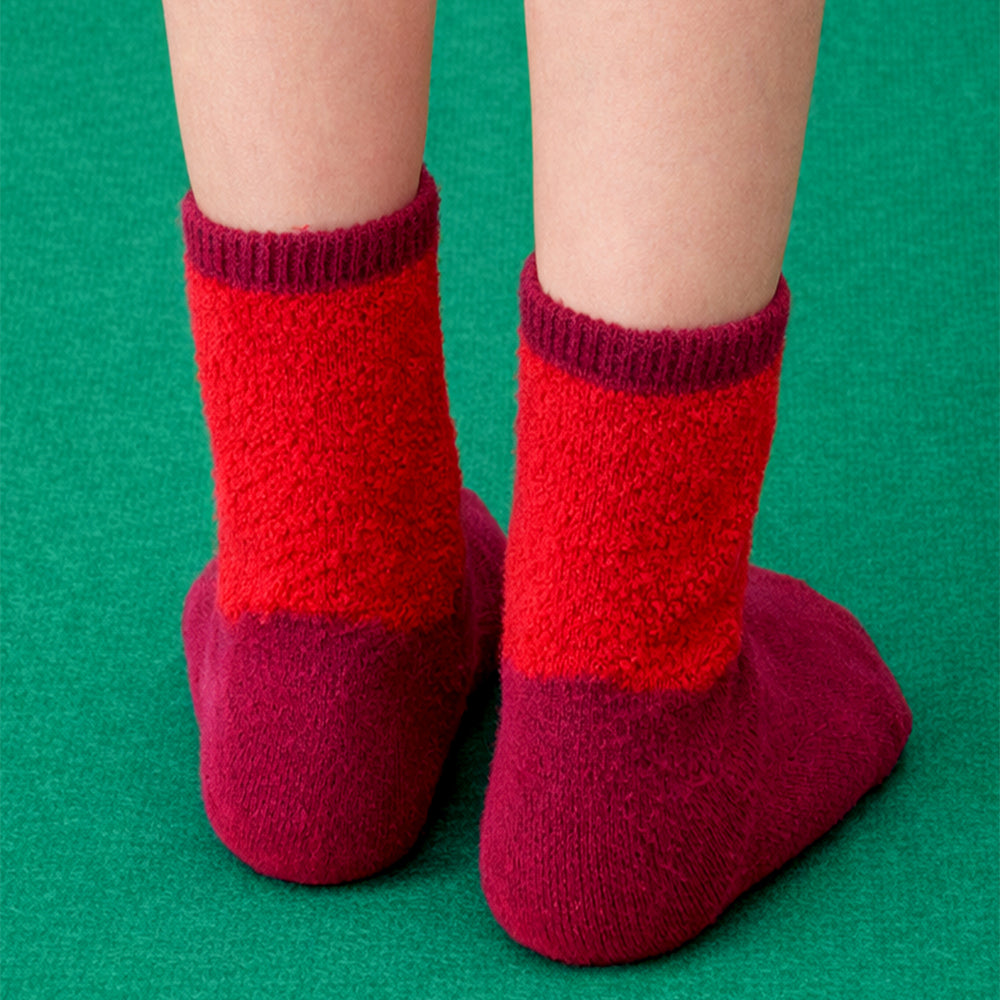 Red Santa & Bell Christmas Themed Ankle Length Socks For Kids