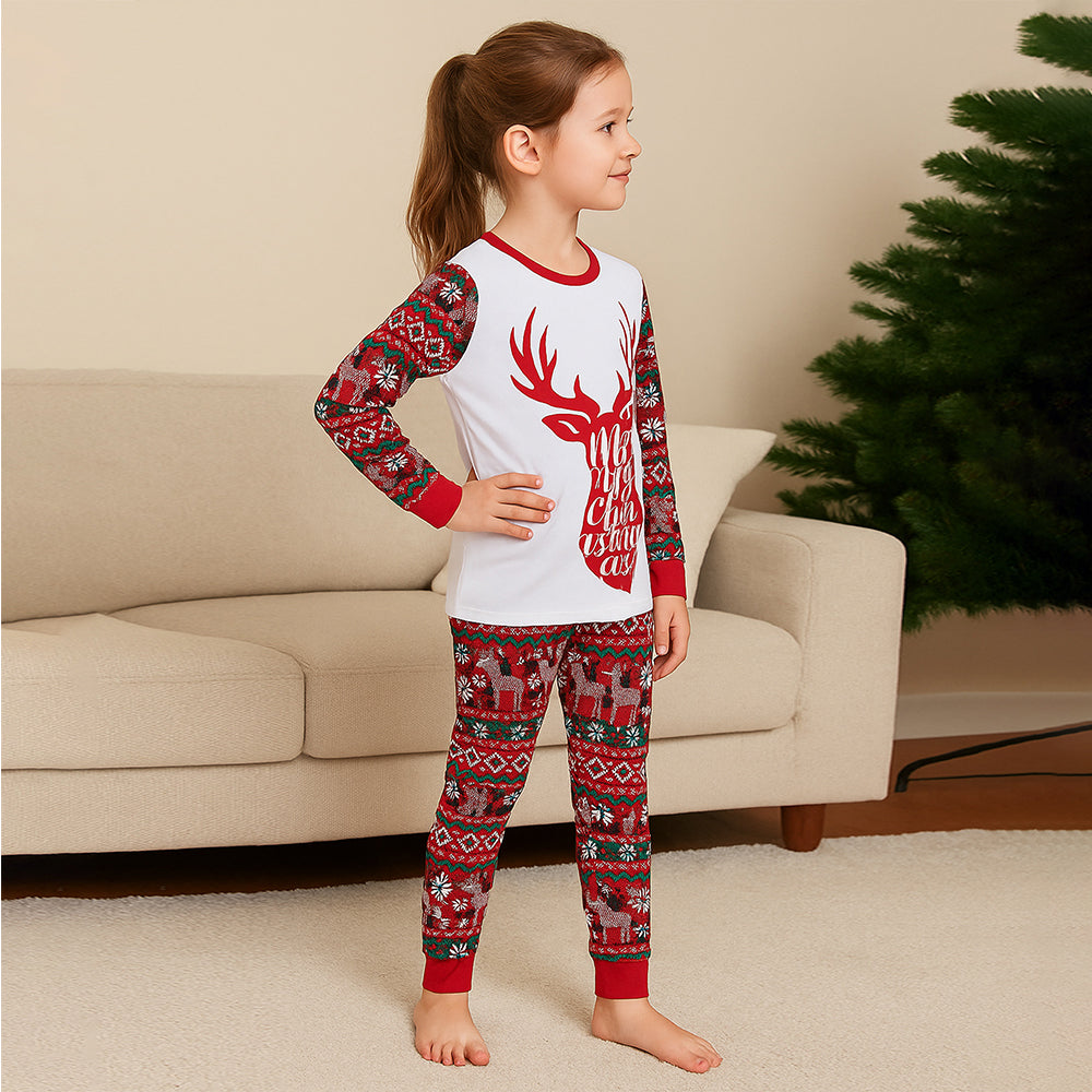 3-8 Yrs, Red Antlers soft Cotton Kids Christmas Nightsuit