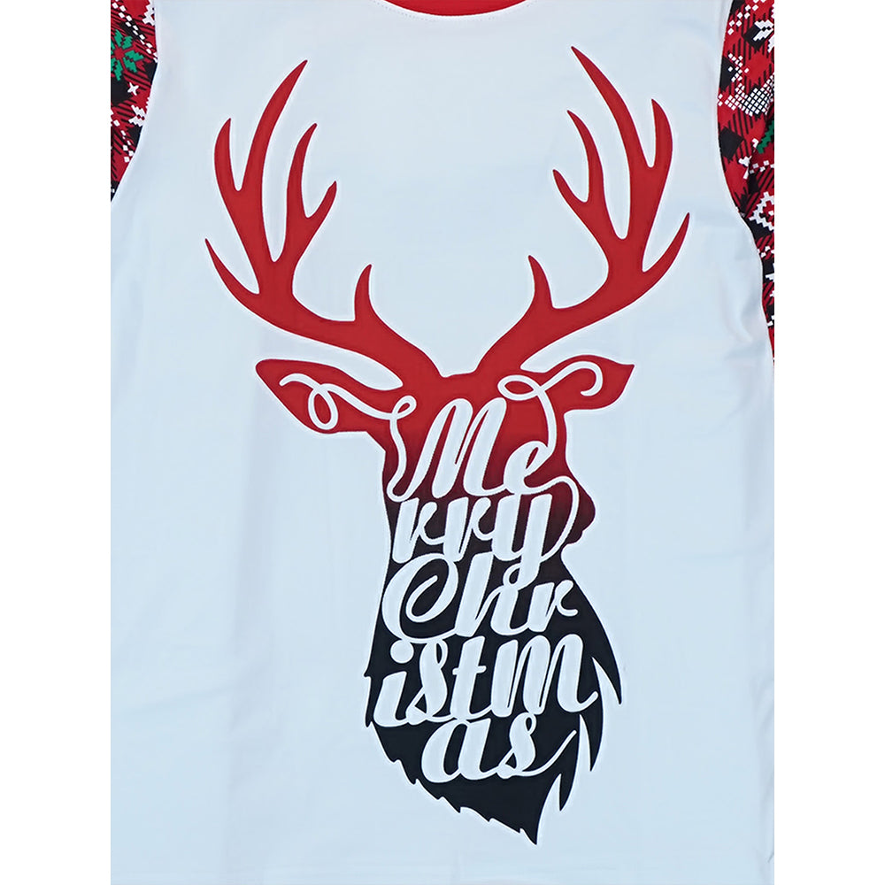 3-8 Yrs, Red Antlers soft Cotton Kids Christmas Nightsuit