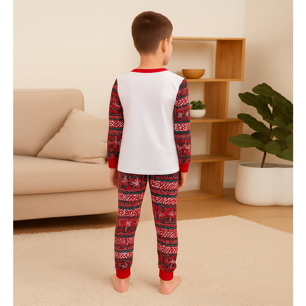 9-13 Yrs, Red Antlers soft Cotton Kids Christmas Nightsuit
