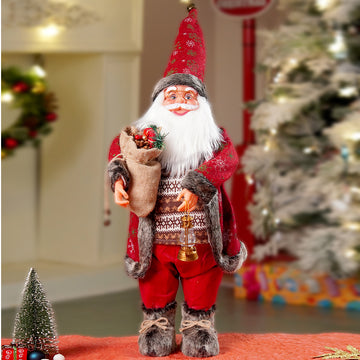 24 inches/2feet Red dark brown cardigan Dot Cardigan Santa,Christmas Home and Table Décor