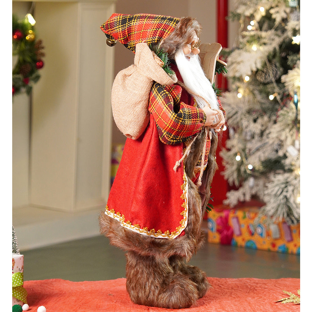 24 inches/2feet Red Checks Santa ,Christmas Home and Table Décor