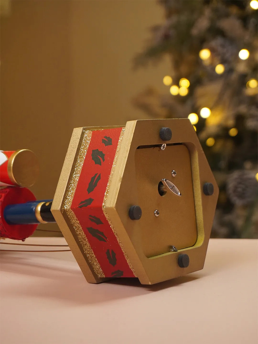 13 Inches Musical Red Wooden Drummer Nutcracker, Christmas Table Décor