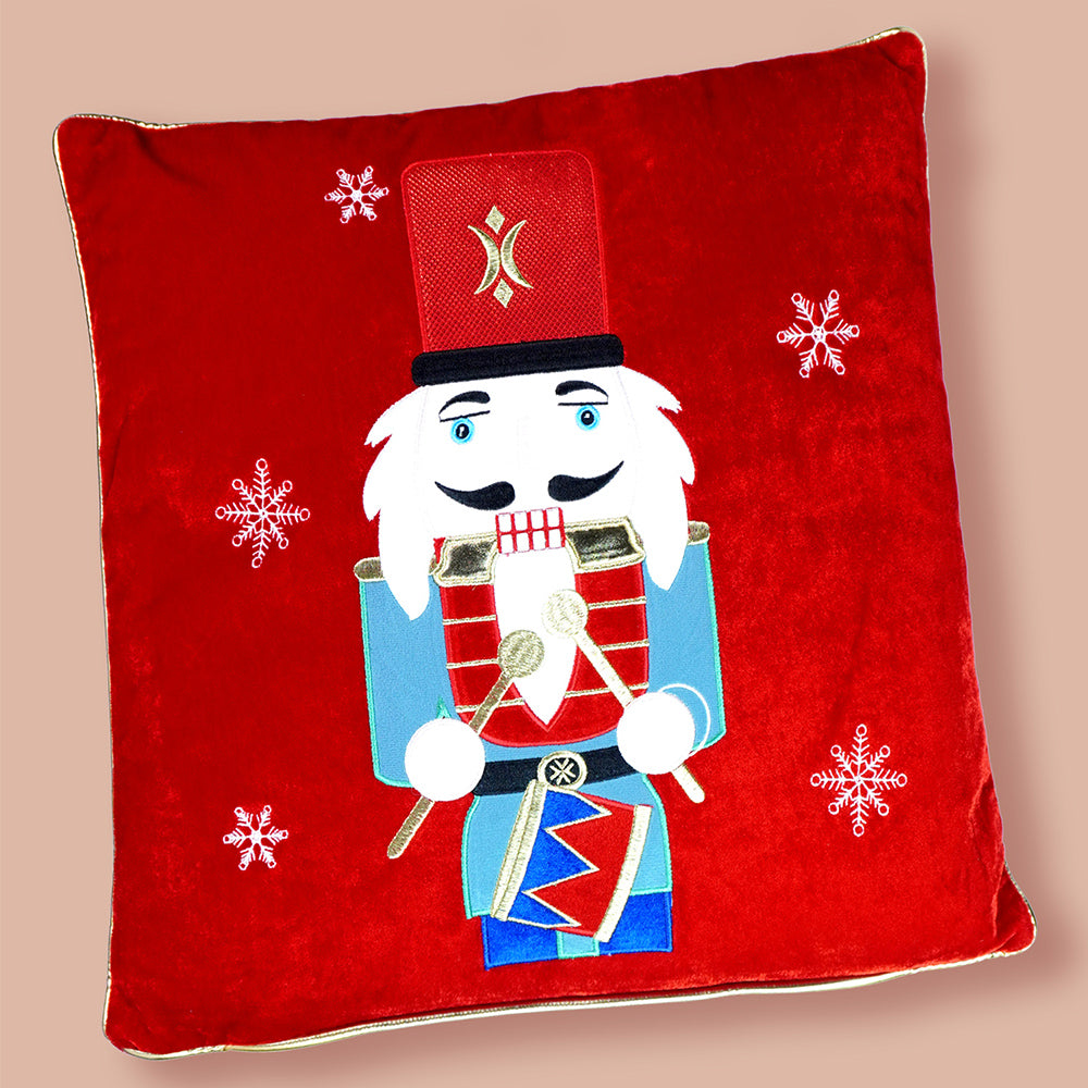 Red Nutcracker Soft Fluffy XMAS Pillow,  Christmas Sofa Throw and Bedding Décor