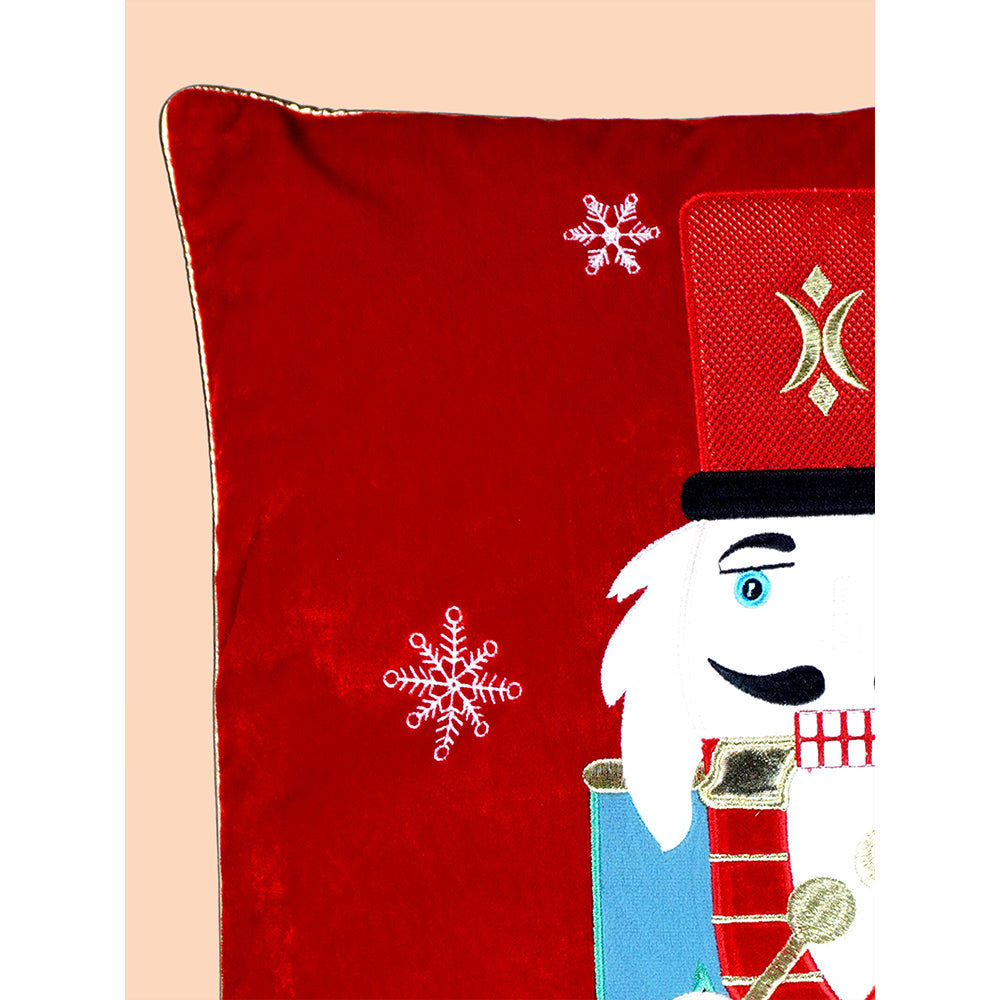 Red Nutcracker Soft Fluffy XMAS Pillow,  Christmas Sofa Throw and Bedding Décor