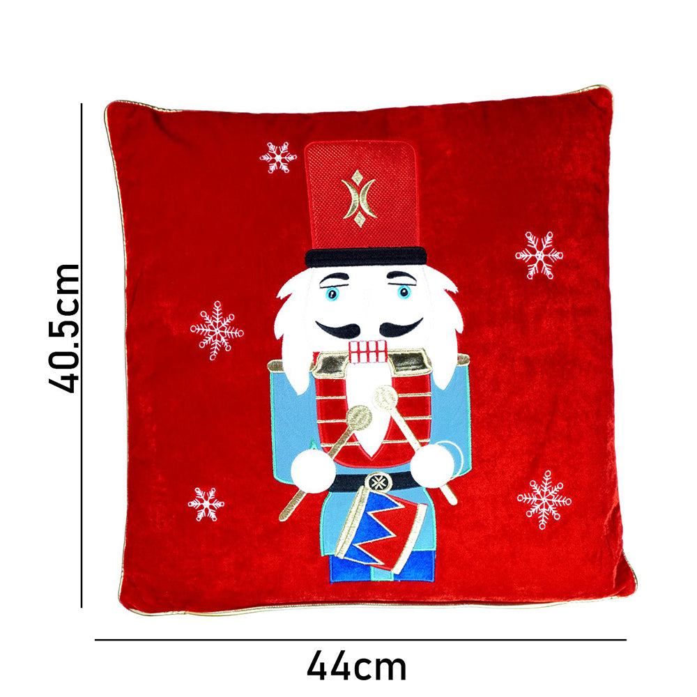 Red Nutcracker Soft Fluffy XMAS Pillow,  Christmas Sofa Throw and Bedding Décor