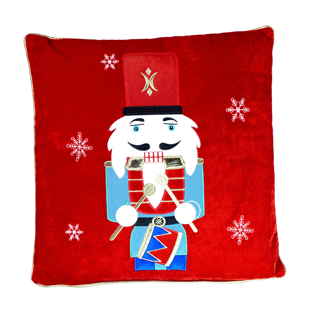 Red Nutcracker Soft Fluffy XMAS Pillow,  Christmas Sofa Throw and Bedding Décor
