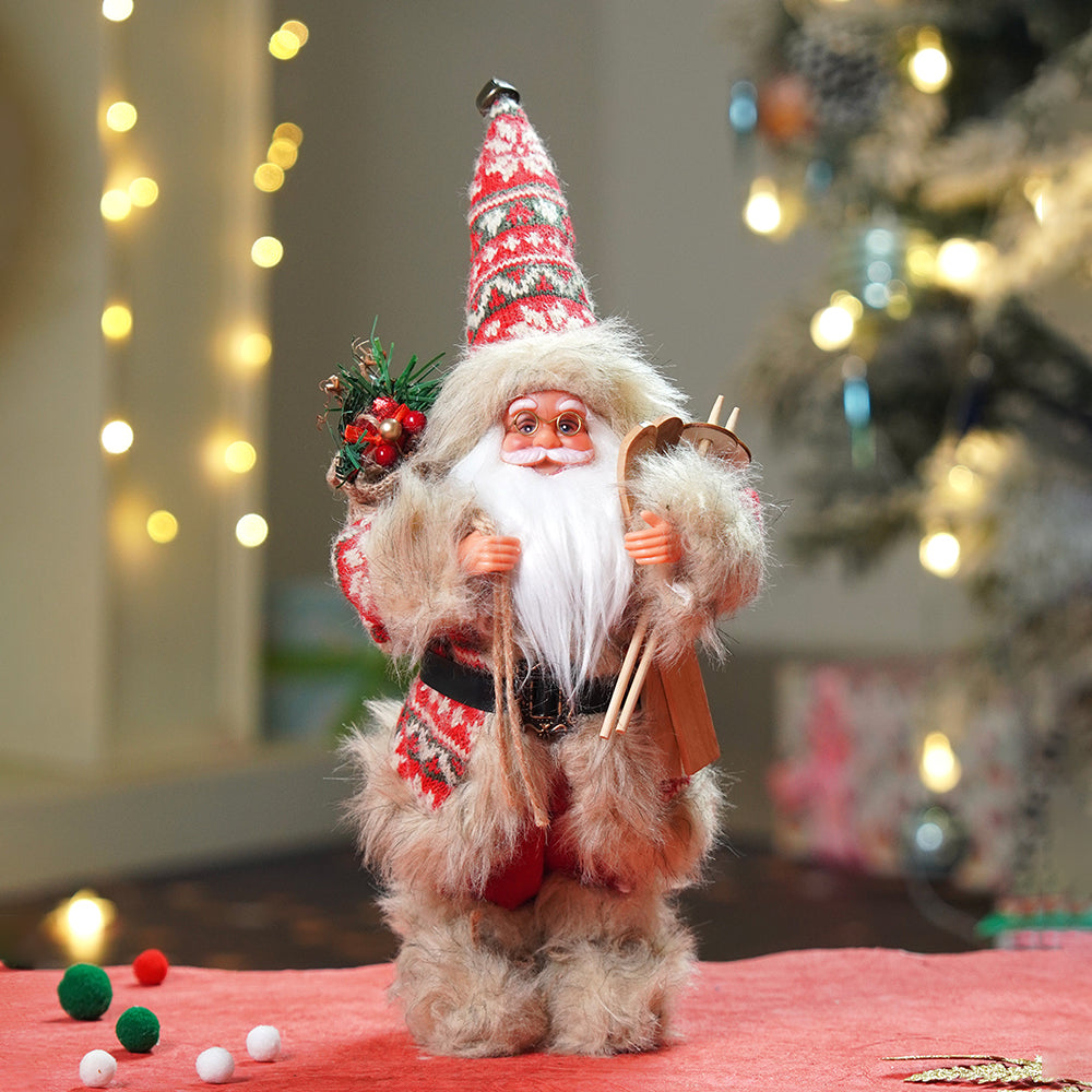 12 inches Red & Olive Snowflakes Santa , Christmas Home and Table Décor