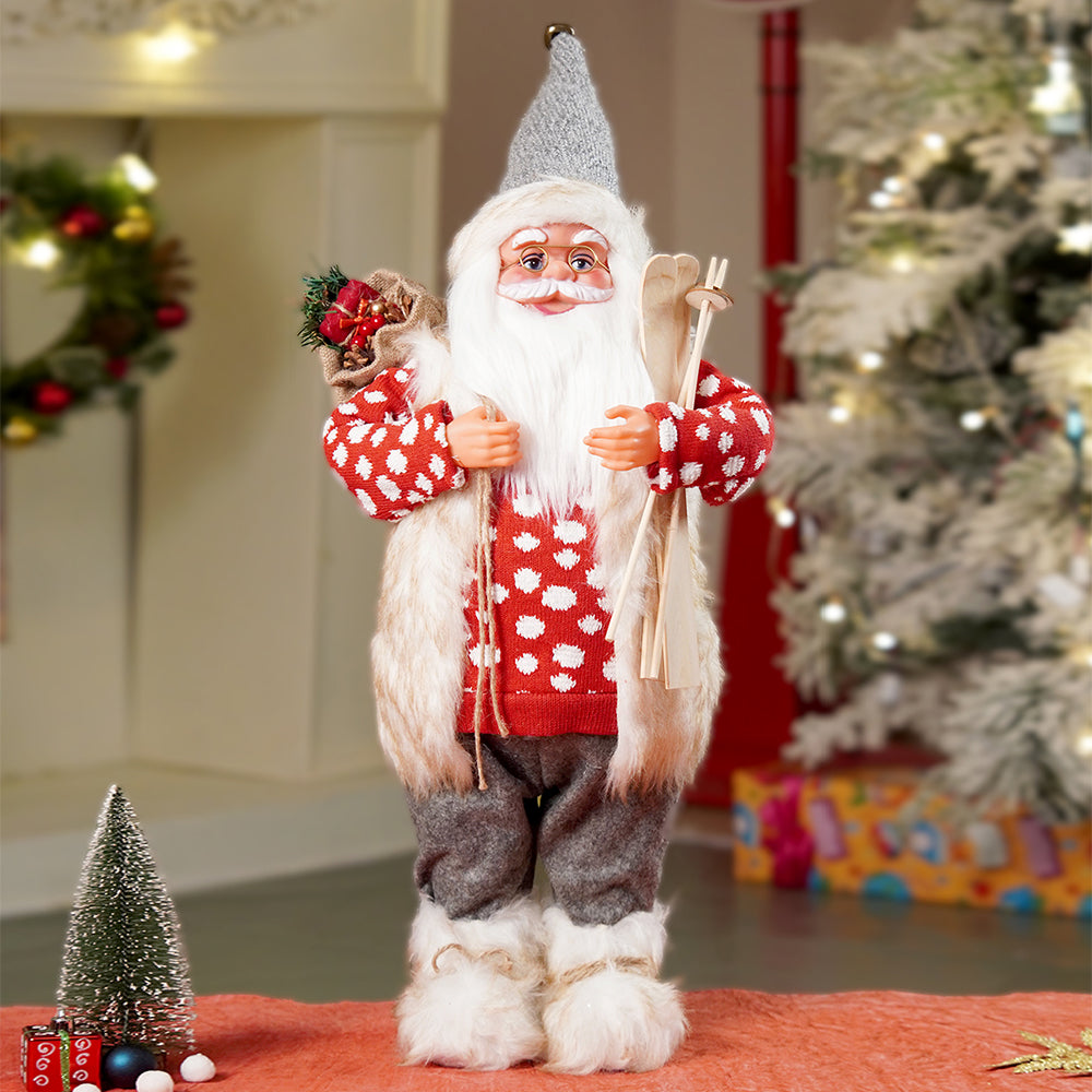 24 inches/2feet Red Polka Dot Cardigan Santa, Christmas Home and Table Décor