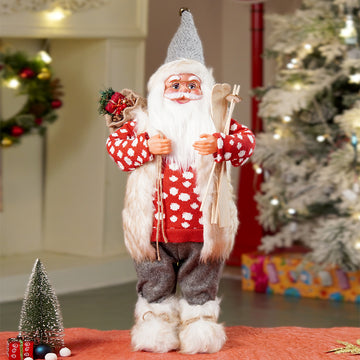 24 inches/2feet Red Polka Dot Cardigan Santa, Christmas Home and Table Décor