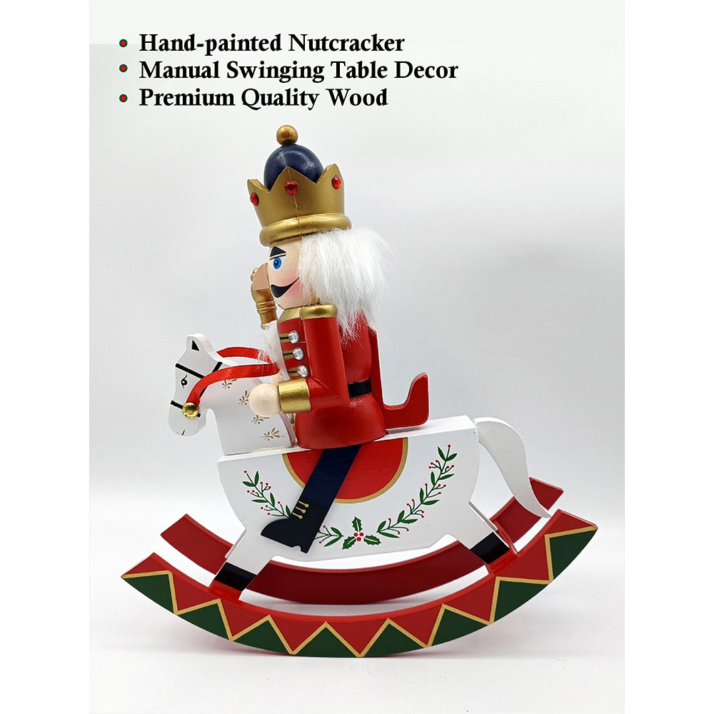 Red wooden rocking horse Christmas Home and table décor