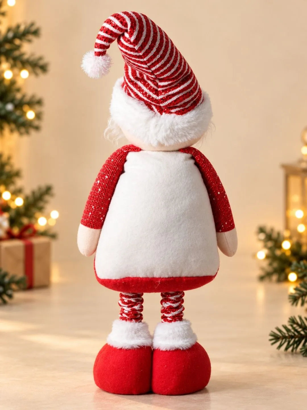 37 Inches Red & Silver Santa Extendable Legs, Christmas Softtoy , Gift & Home Décor