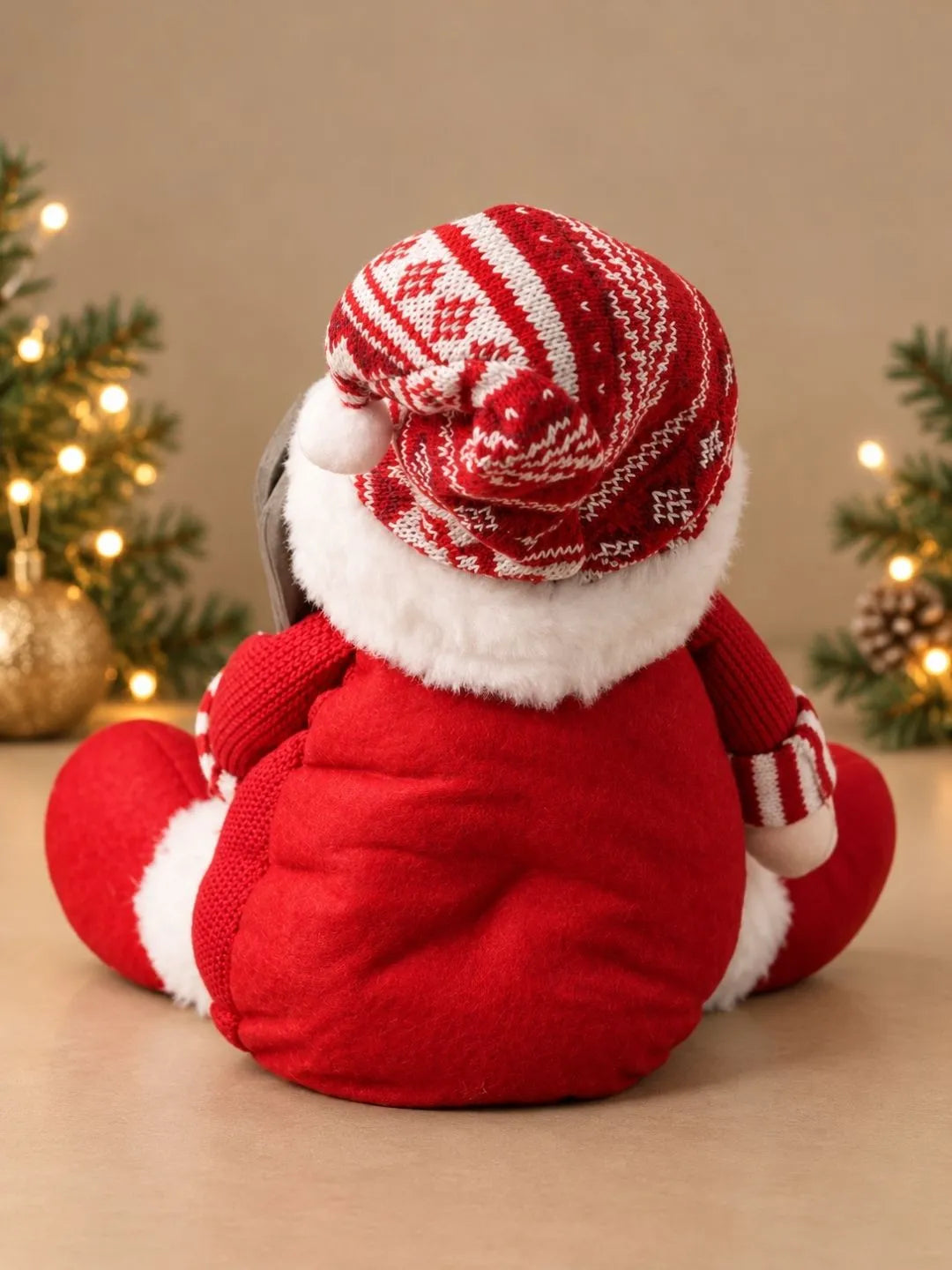 Red Knitted Ski Santa Christmas Gift & Soft Toy