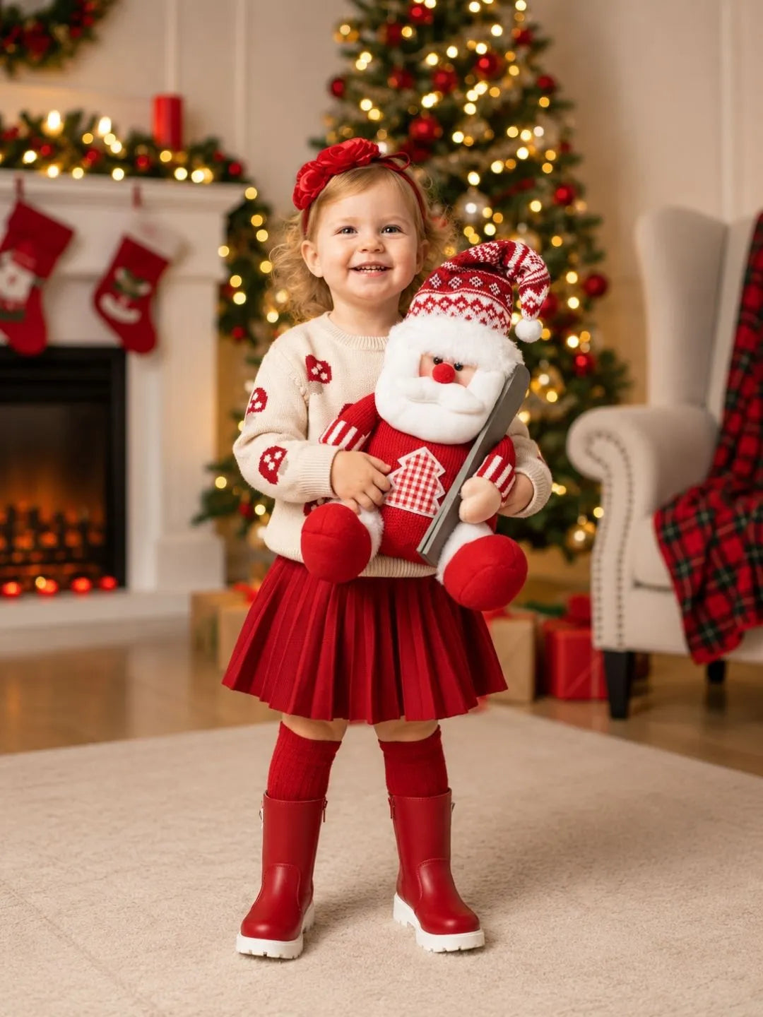 Red Knitted Ski Santa Christmas Gift & Soft Toy