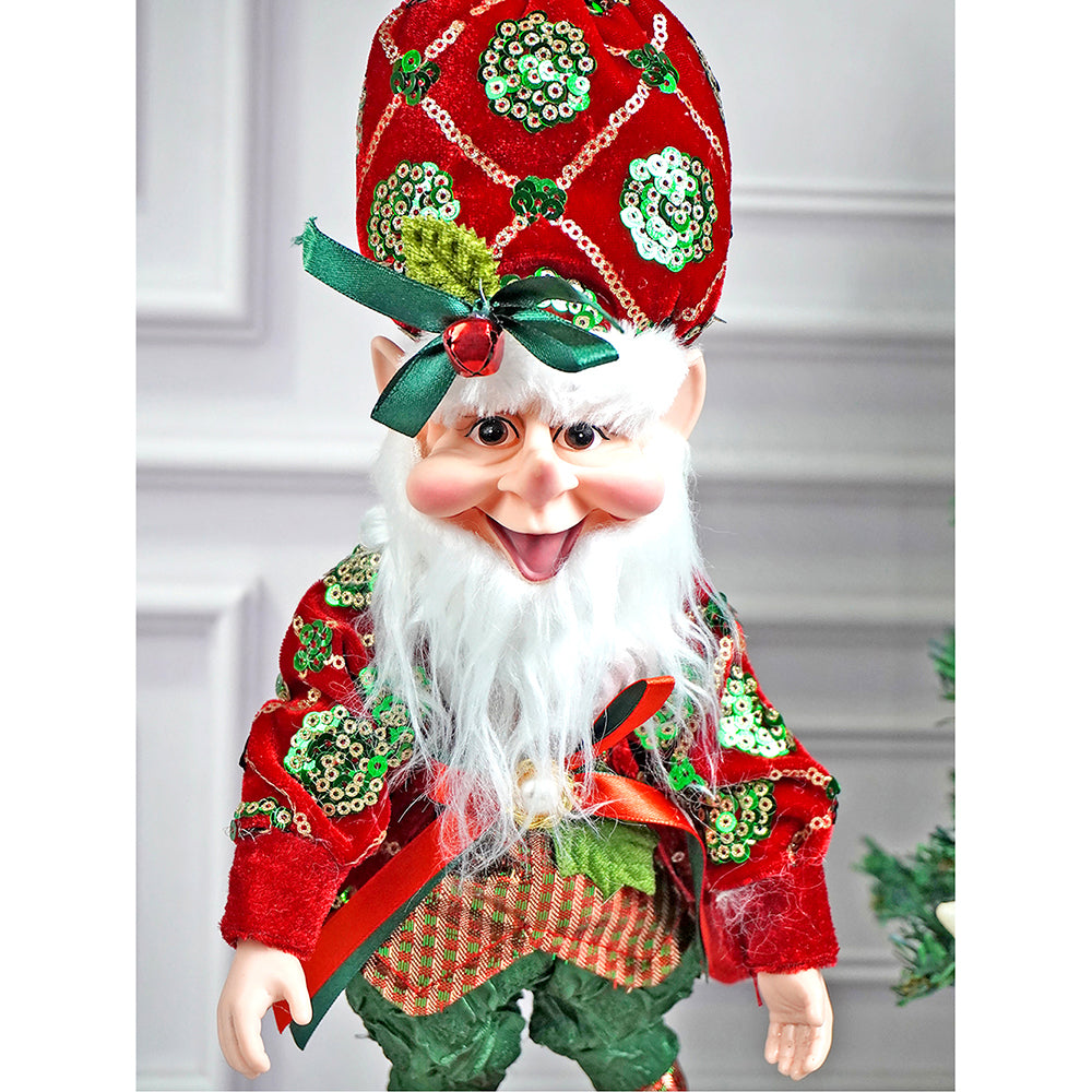 Standing Red Naughty Ball Elf Christmas Tree ornament