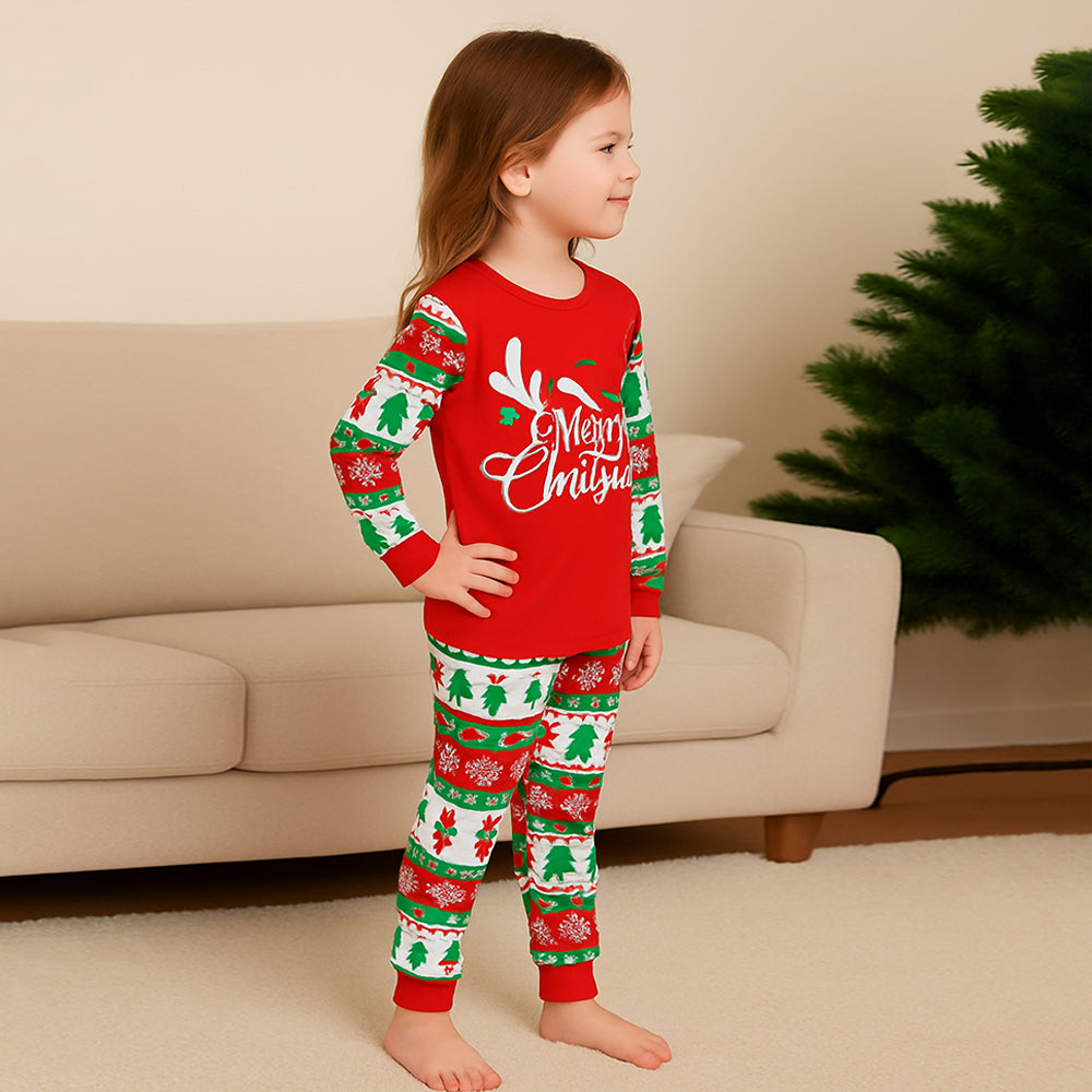 3-8 Yrs, Red Tree and Gingerbread man,soft Cotton Kids Christmas Nightsuit