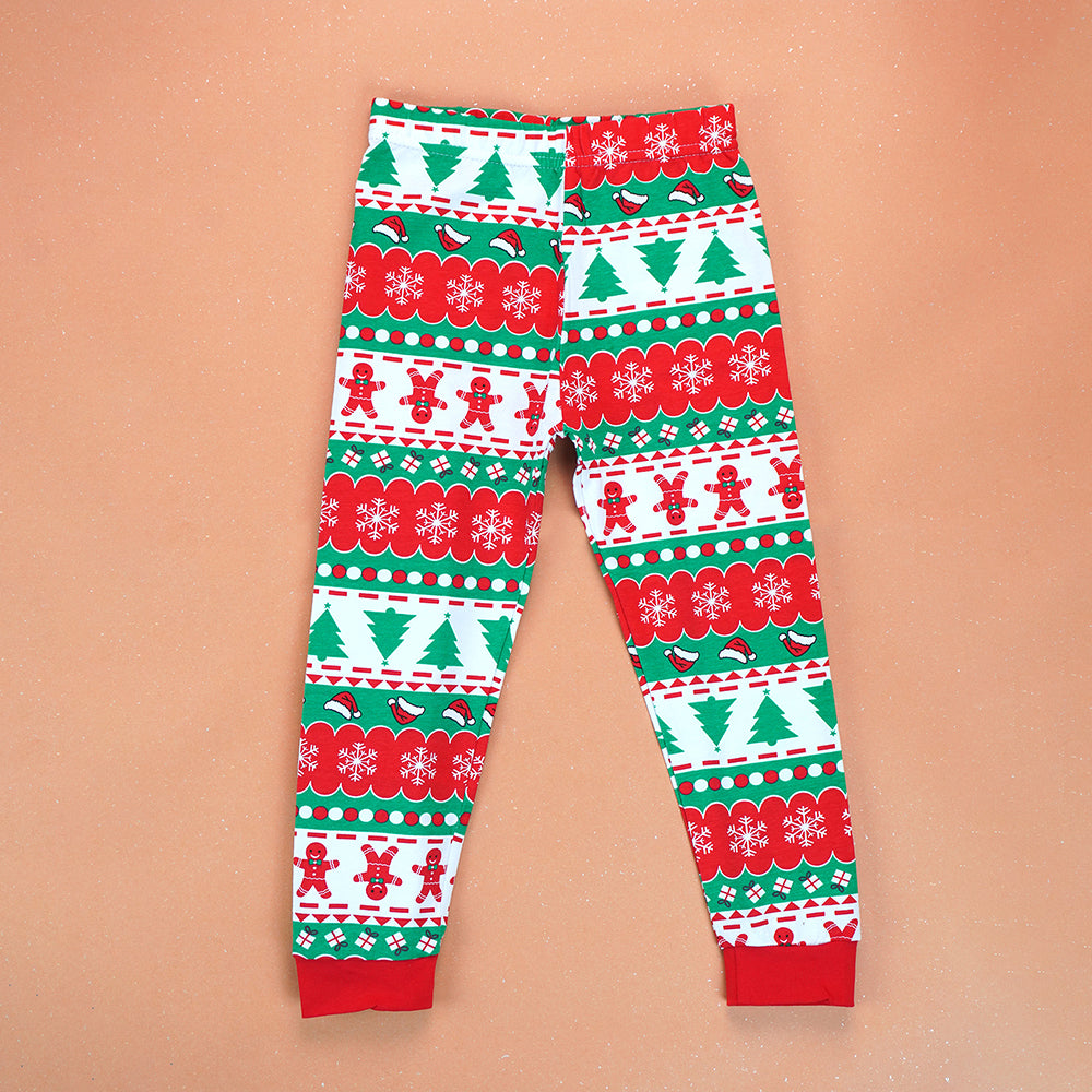 3-8 Yrs, Red Tree and Gingerbread man,soft Cotton Kids Christmas Nightsuit