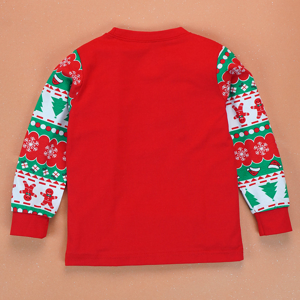 3-8 Yrs, Red Tree and Gingerbread man,soft Cotton Kids Christmas Nightsuit