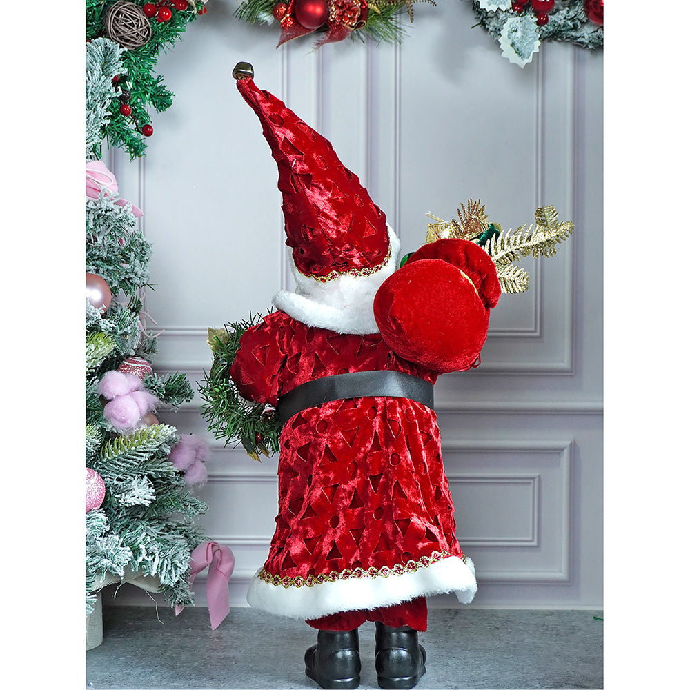 25 inches Red Velvet Robe Santa Claus, Self Standing Christmas Décor