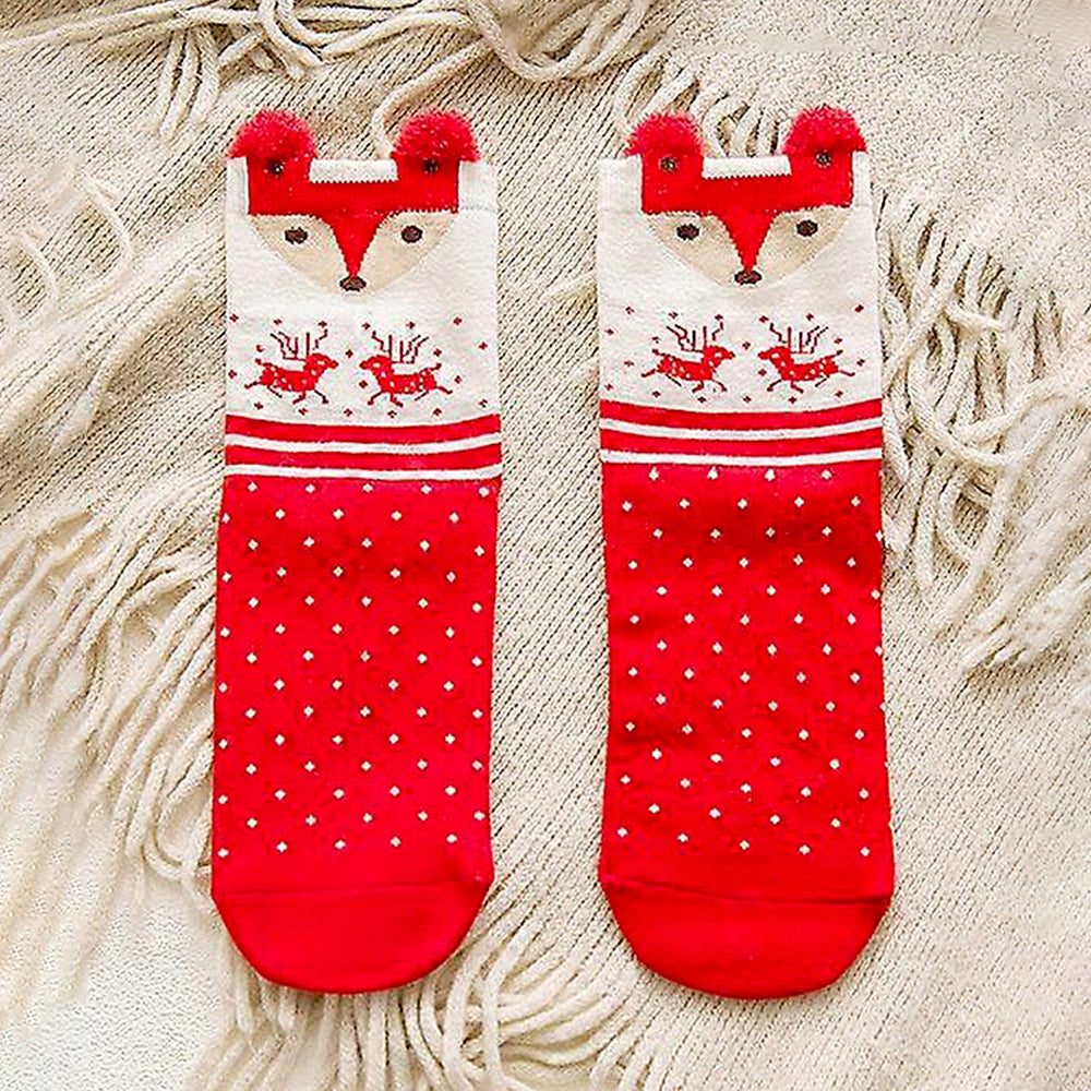 Red White Themed Christmas Ankle Socks For Kids-Set Of 5 Pcs