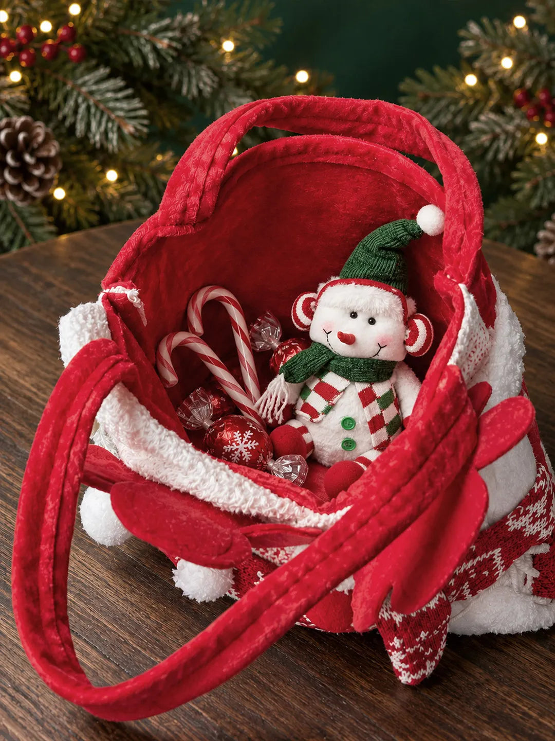 3D Reindeer Red Knitted Felt Christmas Gifts & Treats Handbag for little Toddlers