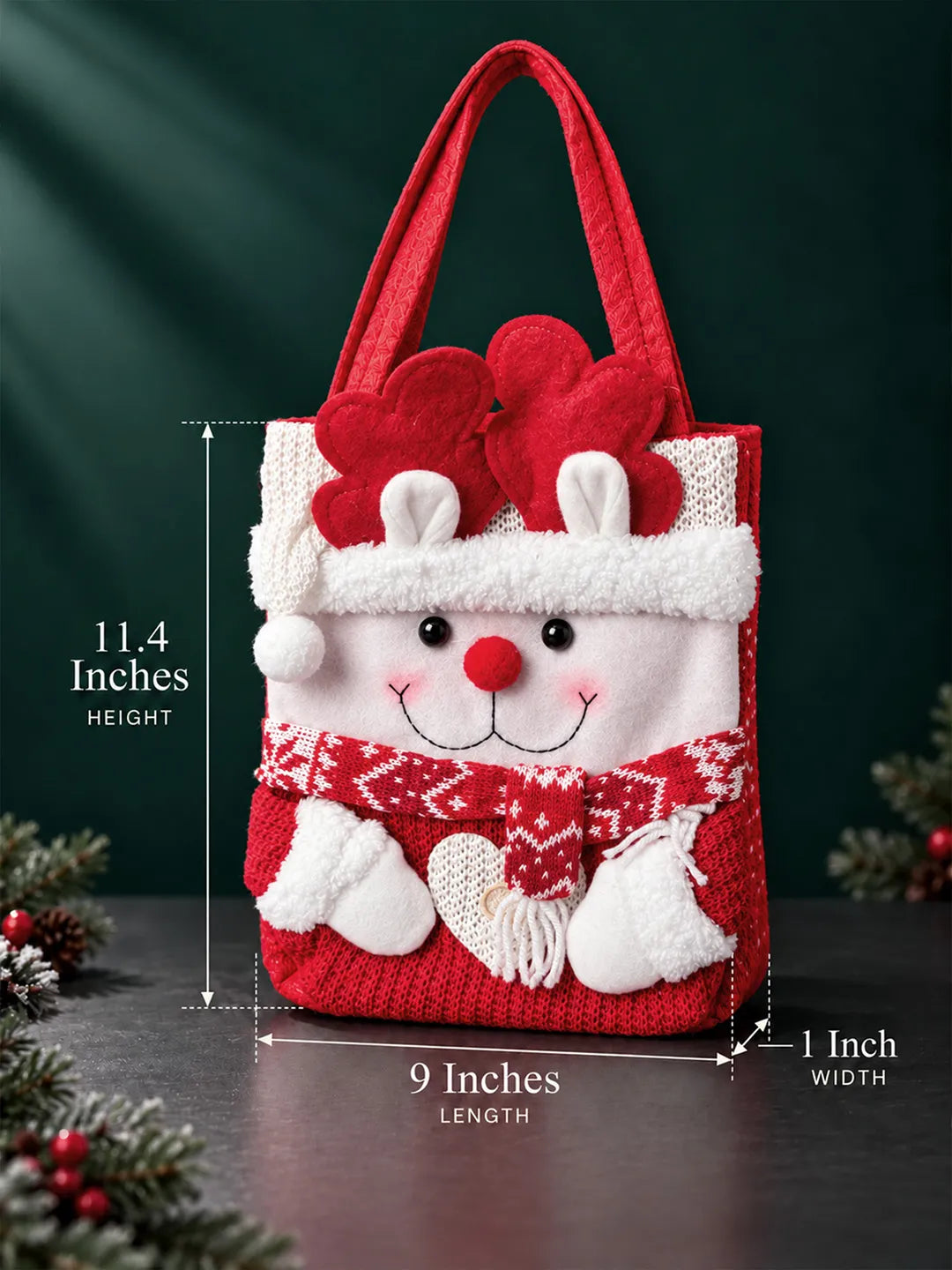 3D Reindeer Red Knitted Felt Christmas Gifts & Treats Handbag for little Toddlers