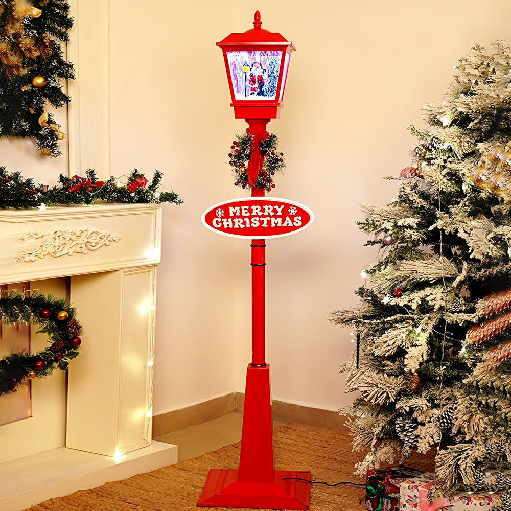 5.8 feet Tall Santa Tree & Lamp, Snowfall Lamp Post Christmas Décor