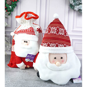 2 pcs set of Santa Pillow and Jute Gift sack for Christmas Décor