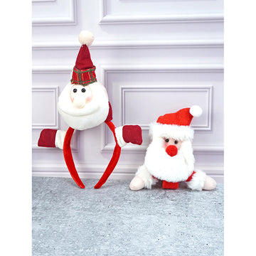 2pcs 3d Santa Christmas Hairband and Snowman Wrist Band Combo set for Kids and Adults (Free Size)