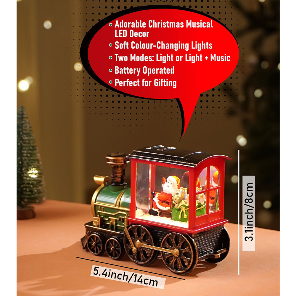 Mini Santa Mini Train with LED light and Music Christmas Table Décor & Gift option