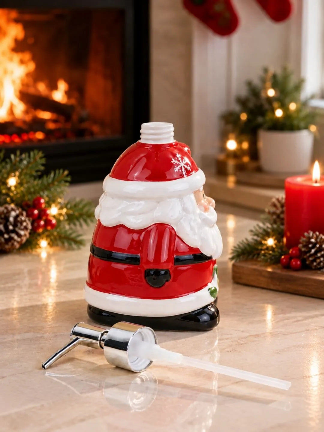 Santa Shaped Ceramic Christmas Liquid Soap Bathroom Dispenser home décor
