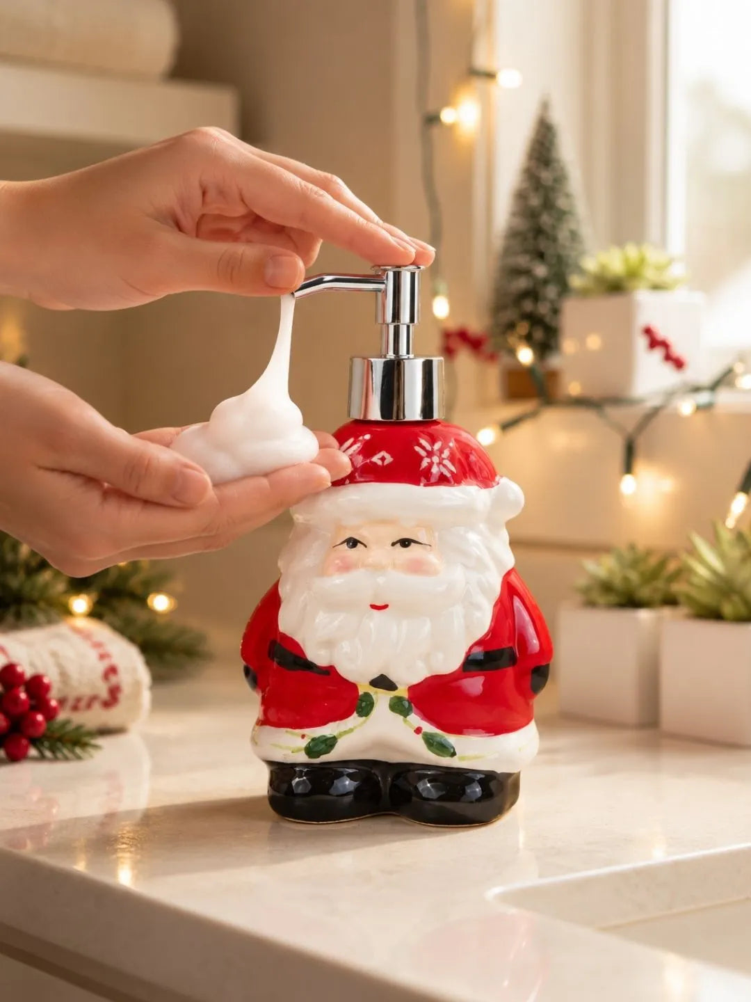 Santa Shaped Ceramic Christmas Liquid Soap Bathroom Dispenser home décor