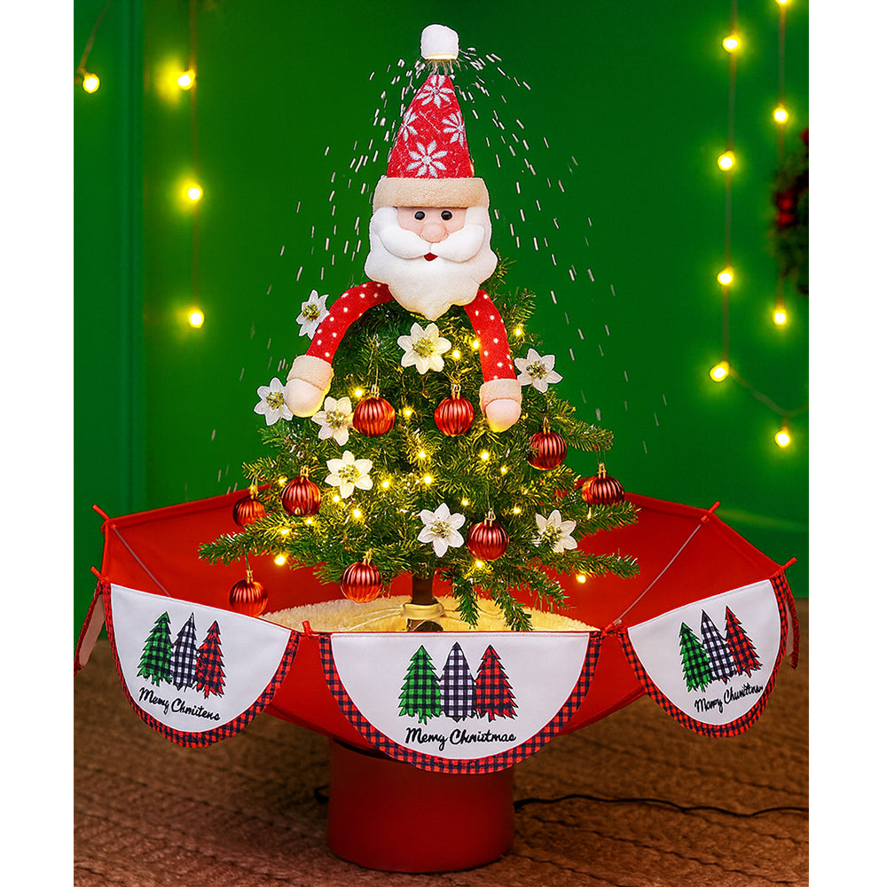 2.5feet, Santa Topper Tree  themed Snowfall effect with light & music Umbrella styled Christmas home Décor