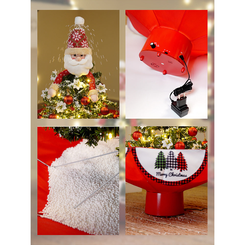 2.5feet, Santa Topper Tree  themed Snowfall effect with light & music Umbrella styled Christmas home Décor