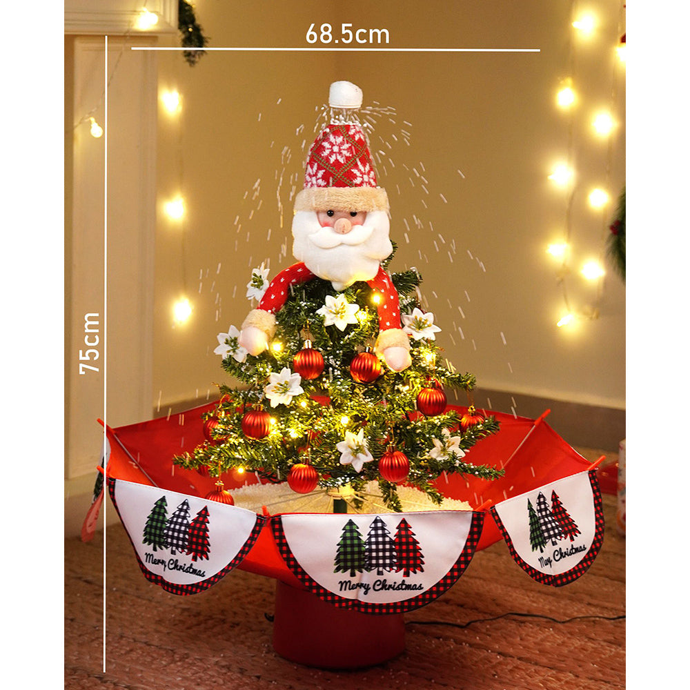 2.5feet, Santa Topper Tree  themed Snowfall effect with light & music Umbrella styled Christmas home Décor