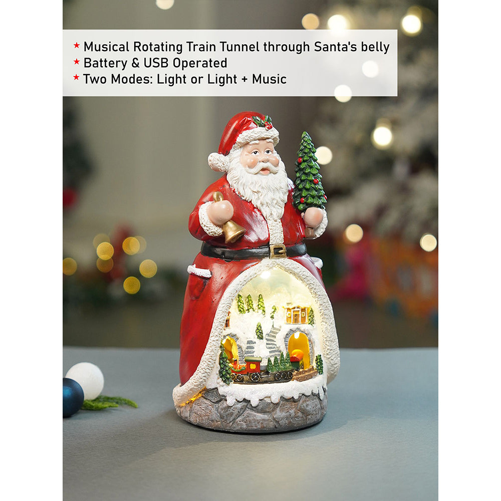 Santa Belly Train Rotating, Musical & Lit Christmas Decoration & Home Decor