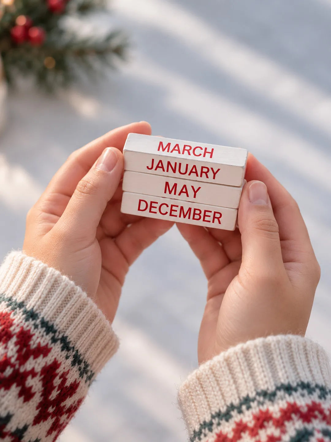 Santa Claus Wooden Block Calendar Christmas Table Décor