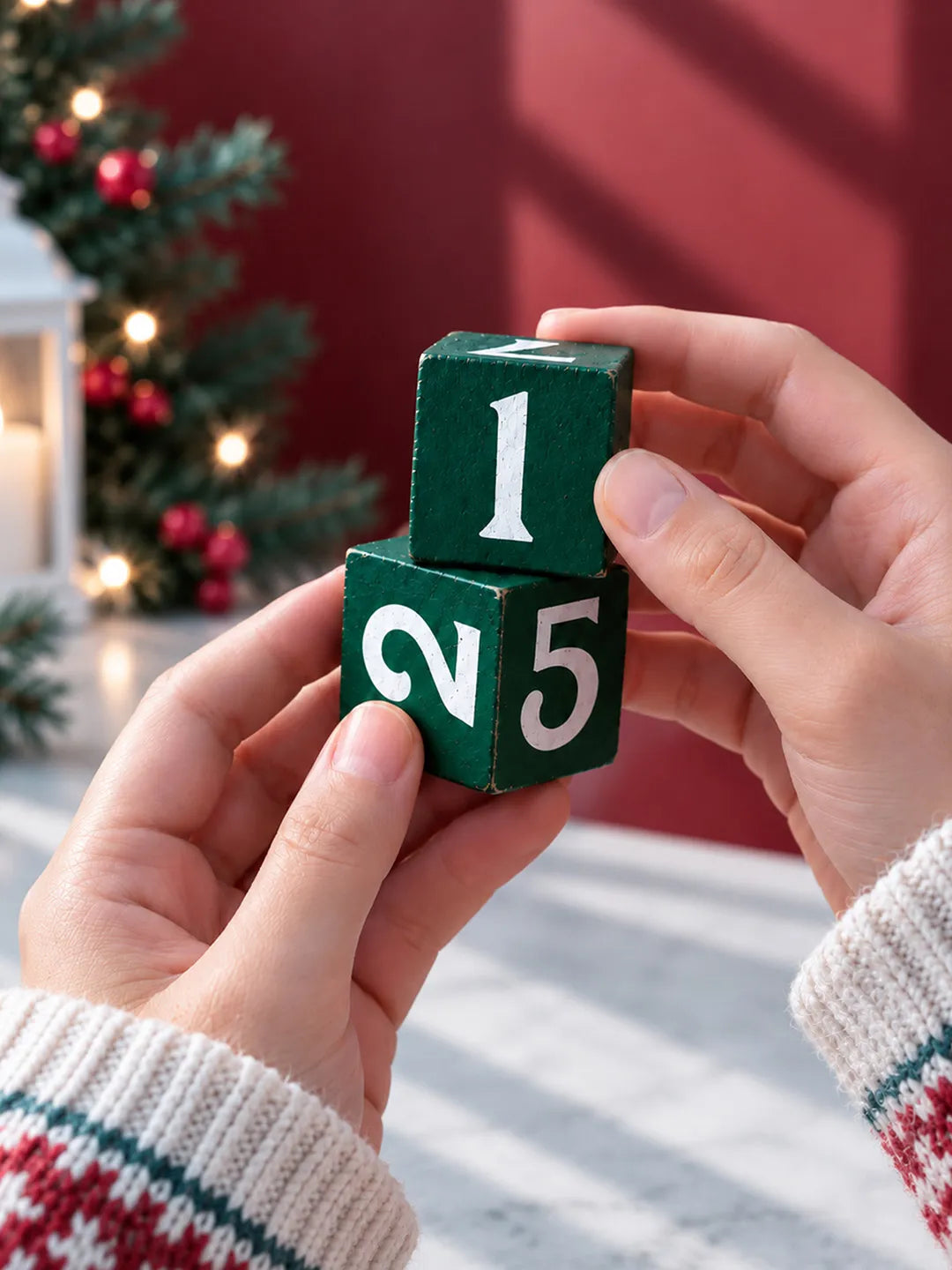 Santa Claus Wooden Block Calendar Christmas Table Décor