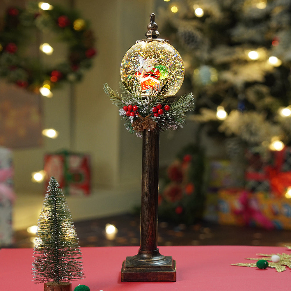 Santa  & child Globe lamp style , Glitter water with lights christmas home and table décor