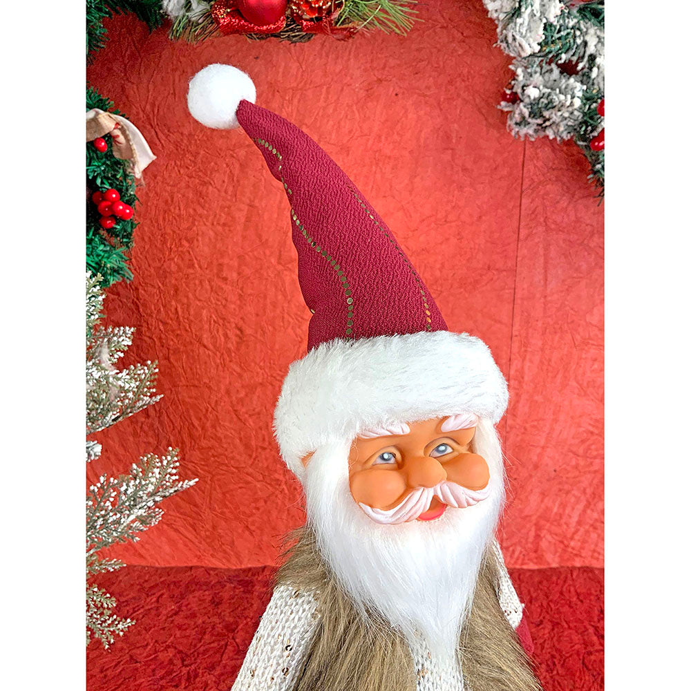 24 inches Cream Maroon Gold self Standing Santa Christmas Table Décor