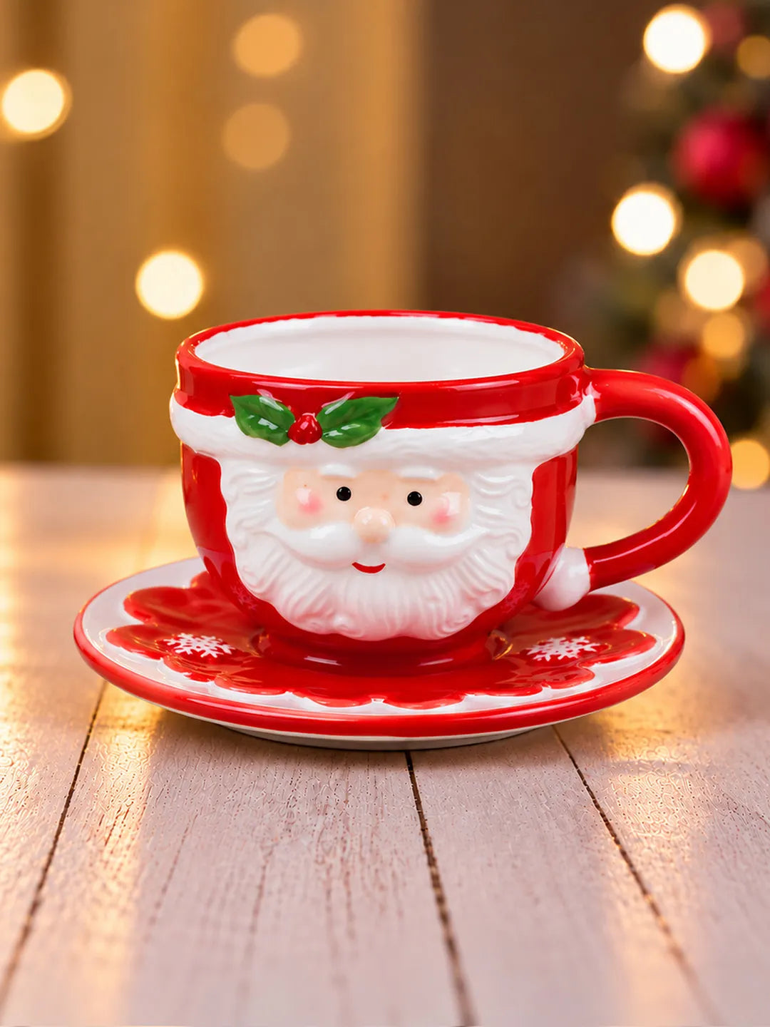 3D Santa Face Ceramic Cup & Saucer Set