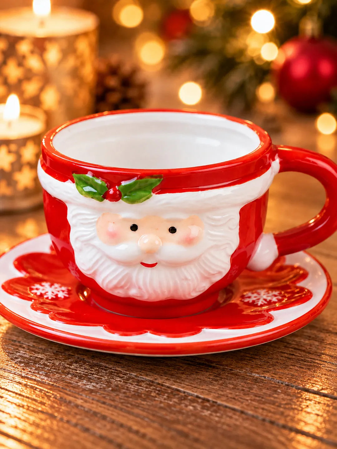 3D Santa Face Ceramic Cup & Saucer Set