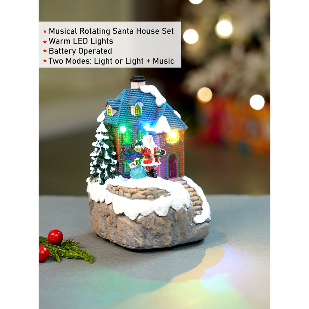 Santa House figurine rotating, musical & Lit Christmas Decoration & Home Décor