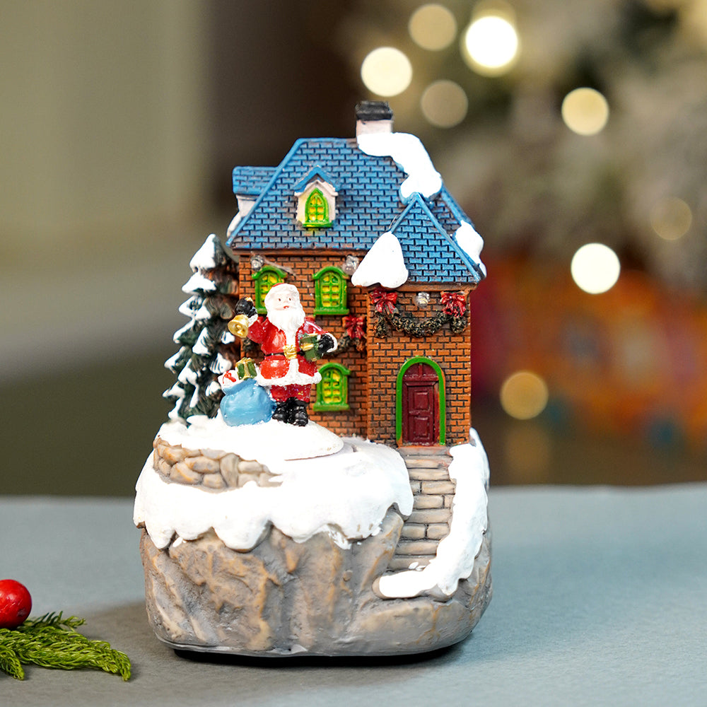 Santa House figurine rotating, musical & Lit Christmas Decoration & Home Décor