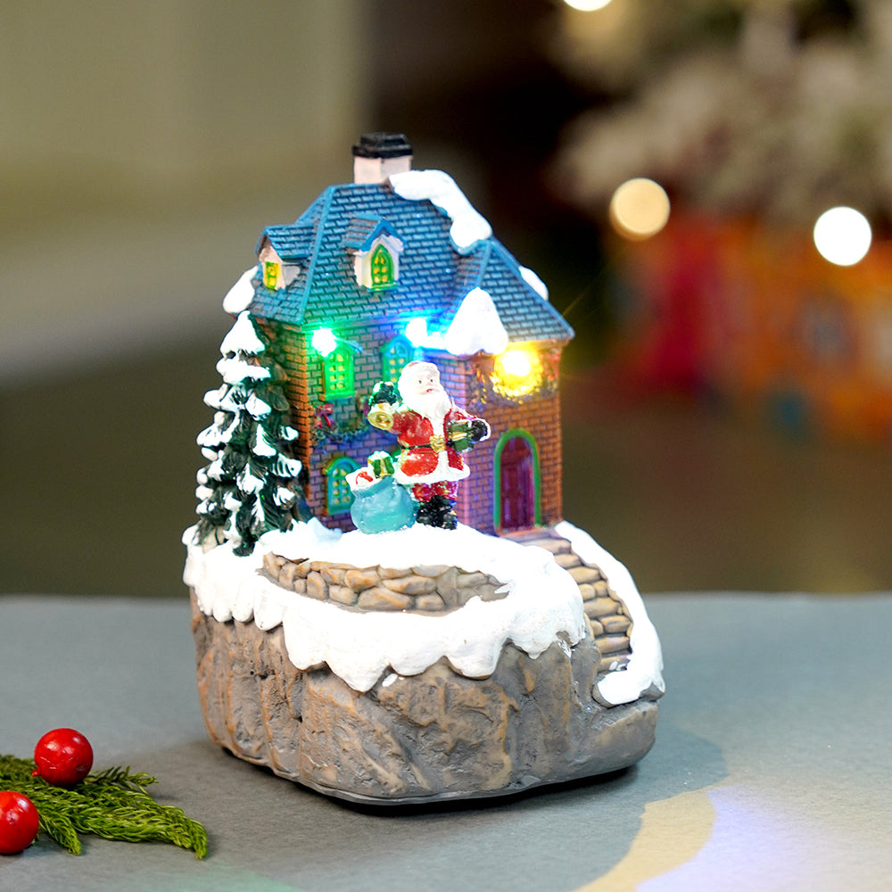 Santa House figurine rotating, musical & Lit Christmas Decoration & Home Décor